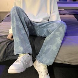 Men's Jeans Men's Spring Trend Fashion Brand Pants Loose Straight Wide-Leg Harajuku Style Casual Long PantsMen's