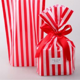 Gift Wrap 30pcs Red And White Striped Candy Bag With Ribbon Bow Wedding Box Favors Baby Shower Bridal Party BagGift