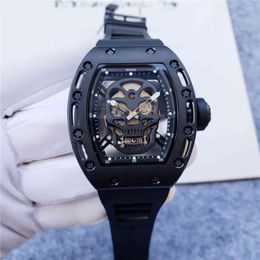 Swiss ZF Factory Mechanical Automatic Tourbillon Watch Luxury Mens Male Skull Pattern Silicone Bracelet High Quality Swiss Movement Wristwatches