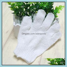 Bath Brushes Sponges Scrubbers Bathroom Accessories Home Garden 300Pcs White Nylon Body Cleaning Shower Gloves Exfoliating Glove Five Fin