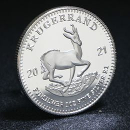 south african coins UK - 10pcs Non Magnetic Craft 2021 South Africa 1oz Silver Krugerrand Coin Africa Animal Replica Commemorative Coins