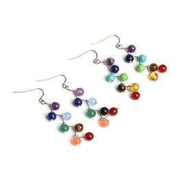 Handmade Jewellery Wholesale Natural Stone Earrings 6mm Amethyst, Tiger's Eye, Agate And Green Gold Earrings Earrings