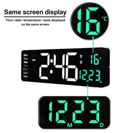 Wall Clocks Digital Large LED Screen Clock Bedroom Calendar Remote Control School Temp Date WeekWall