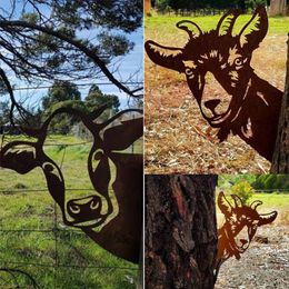 Decorative Objects & Figurines Metal Peeping Cow Ornaments Outdoor Garden Adornment Home Decor Art Farm Yard Wall Tree Pendant Cattle Decora