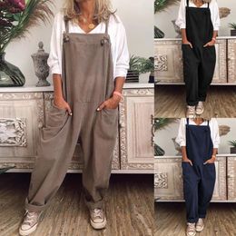 Rompers Womens Jumpsuits Jumper Overalls Cami Loose Romper Oversize Ladies Dungarees Jumpsuit Pockets Tank Pants Plus Si