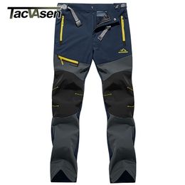 TACVASEN 4 Season Breathable Mens Tactical Pants Fishing Hiking Camping Waterproof No Fleece Zipper Pocket Casual Trousers 220330