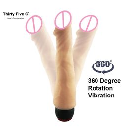 Skin Feeling Realistic Penis Silicone Super Huge Big Dildos 360 Rotating Vibration Wand G-Spot Vibrator Adult Erotic sexy Toys