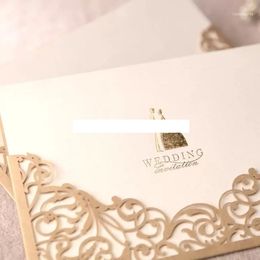 Wholesale- Laser Cut Pocket Wedding Invitation On Pearl Paper