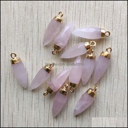 Arts And Crafts Arts Gifts Home Garden Natural Rose Quartz Stone Cone Charms Faceted Drop Pendants Diy Earring Necklace Br Dhyzh