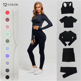 2pcs/set Vital Women Sport Suit Yoga Set Gym Workout Clothes Long Sleeve Fitness Crop Top + High Waist Energy Seamless Leggings 220330