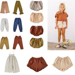 Liilu Brand Kids Pants Summer Cotton Boys Clothes Baby Girls Homewear Mosquito Short Bloomers Ruffle Toddler Loose Trousers 220512