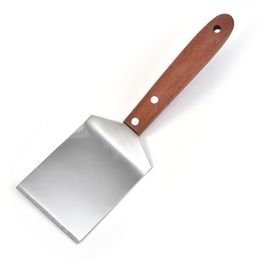 2022 Stainless Steel Steak Spatula Pancake Scraper Turner Grill Beef Fried Pizza Shovel With Wood Handle Kitchen BBQ Tools