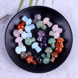 2cm Mushroom Stone Carved Natural opal Rose Quartz Crystal Healing Reiki Decoration Craft Home Decor Room Ornament