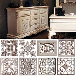 Decorative Objects & Figurines 1PC Wooden Carving Decal Unpainted Carved Sticker For Furniture Cabinet Door Frame Home Crafts Ornament Minia