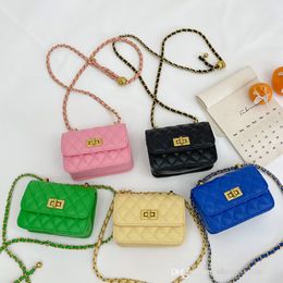 Children's handbags 2022 kids embroidery line sweet mini small square bags candy mini baby girls chain cross body bag zero wallet F1314