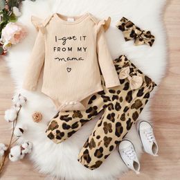 Clothing Sets Ruffled Born Baby Girl Clothes Leopard Long Sleeve Infant Fall Set For 0 3