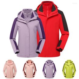 Men's Trench Coats Winter Jackets For Men And Women Couples Three-In-One Two-Piece Detachable Windproof Climbing Camping Trekking Running Vi