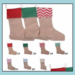 Christmas Decorations Festive Party Supplies Home Garden 12X18 Inch Canvas Stocking Gift Bags Xmas Large Size Plain Original Burlap Socks