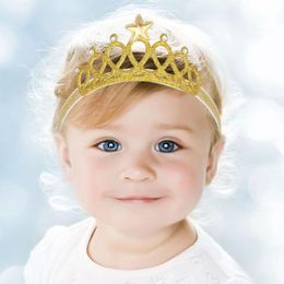 Fashion Child Rhinestones Princess Headband Girls Hair Accessories Simple Headwear Crown Tiara Cosplay Party Gift Hair Jewelry