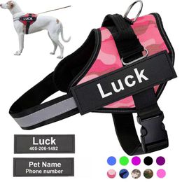 Dog Collars & Leashes Personalised Harness Reflective Adjustable Pet Vest For Small Large With Customised Patch Dogs Training SuppliesDog Le