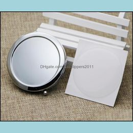 round compact mirror wholesale Australia - 300Pcs 70Mm Pocket Compact Mirrors Favors Round Metal Sier Makeup Mirror Promotional Gift Drop Delivery 2021 Other Health Beauty Items Hck