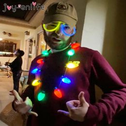 Christmas Novelty LED lights glowing Light Bulb Necklace decorations For home Xmas Navidad year gift Y201020