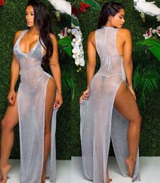 Women's Swimwear Summer Mesh Sheer Long Cover-Ups Women Bathing Suit Bikini Cover Up Beach Dress Swimsuit 2022Women's