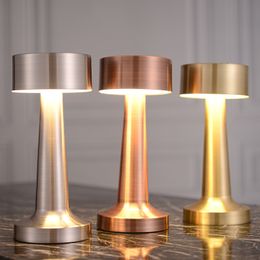 LED Table Lamp Retro Bar Coffee Table Lamp Rechargeable Touch Sensor Wireless Night Light Restaurant Living Room Decor Light