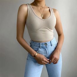 EIFER Arrival Women Summer Sexy V Neck Crop Top t Shirt Black Streetwear Tank s 220316