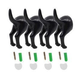 Hooks & Rails 4Pcs Nordic Style Cute Plastic Dog Tail With Screws Adhesive Tape Wall Mounted Key Hanger Hat Coat Decoration Wholesales