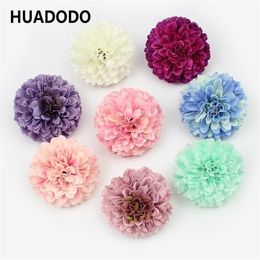 HUADODO 10 pieces 5cm Carnation flower heads silk Artificial Flowers For Home Wedding Decoration DIY Christmas Fake Y201020