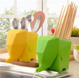 Plastic Storage Elephant Drainer Container Chopstick Cutlery Holder Utensil Tableware Fork Spoon Rack Organiser Dryer in Kitchen