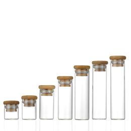 flat bottom glass vial bottle container sample test tube 30mm with bamboo lid cork send by ocean express