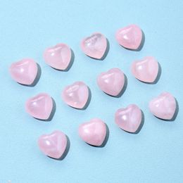 Natural Stone Pink Crystal 15mm heart Shape Ornaments Quartz Healing Crystals Energy Reiki Gem craft Hand pieces Living Room Decoration