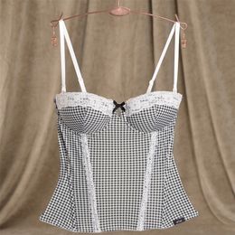 Fashion luxury beauty care shaper female set the disassemblability tie shoulder strap Cheque corset underwear 220801