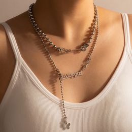2022 Boho Map Moon Pendant Neckalce for Women Charms Multi-layer Butterfly Tassel Geometric Chain Choker Party Jewellery Collar