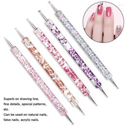 Nail Art Equipment 5Pcs/Set UV Gel Painting Dotting Pen Acrylic Handle Rhinestone Crystal 2 Way Brush Salon Decoration Manicure Tools Kit Pr