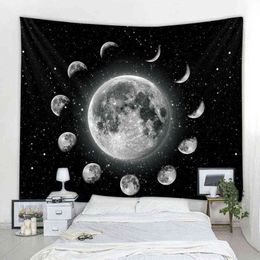 Tarot Prophecy Wall Carpet Art Deco Blanket Curtain Hanging Bedroom Living Room Decoration Mysterious Bohemian Moon Tapestry J220804