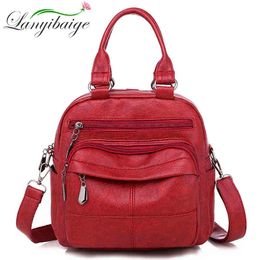 Multifunctional Vintage Women Backpacks High Quality Female Back Pack Ladies Shoulder Bag Ladies Leather Backpack J220620