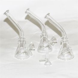 Hookahs Mini Triangle Glass Bong 4.5 Inch Small 10mm Female Thick Pyrex Beaker Travel Glass Water Bongs Recycler Dab Rigs for Smoking