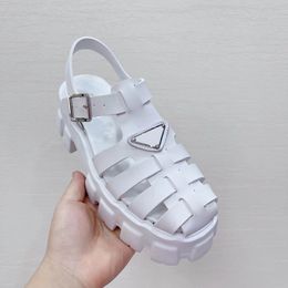 Classic Casual Roman Red White Summer Women's Sandals Designer Hollow Out Sexy Heightening One-word Buckle Sports Non-Slip Beach Sandals Slippers 35-41