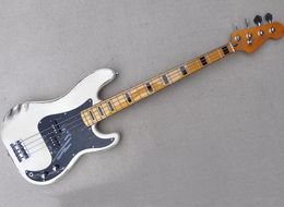 Relic Cream 5 Strings Electric Bass Guitar with Maple Fingerboard