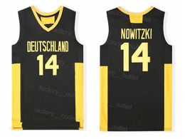 Men Movies Deutschland Basketball 14 Dirk Nowitzki Jersey Breathable Pure Cotton For Sport Fans Embroidery And Sewing Team Colour Black Excellent Quality On Sale