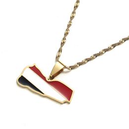 Chains Stainless Steel Flag Of Yemeni Country Yemen Map Pendant Necklaces For Women Lovers Unisex Chokers Jewelry Gift