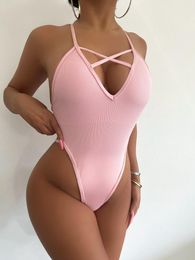 Women's Swimwear Micro Swimsuit Thong Bikini One Piece Women String Cross Monokini Bandage Bathing Suit Sexy High Cut SwimwearWomen's