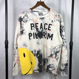 Men's T-Shirts High Quality Long Sleeve Tie Dye KAPITAL Peace Pilgrim Men T Shirt 1:1 Loose T-shirt Women Graphic Tees Streetwear