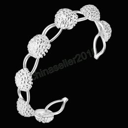 Silver Bracelets for Women Flower bangle adjustable Jewellery Fashion Party Gifts Girl student