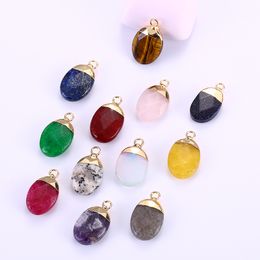 Natural Energy Crystal Stone Gold Plated Pendant Necklaces With Chain For Women Girl Men Party Club Decor Jewelry