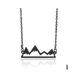 Pendant Necklaces Mountain Necklace Minimalist Top Snowy Hiking Outdoor Travel Jewelry Mountains Climbing Gifts Gold/Sier Chains Hje Dhqyj