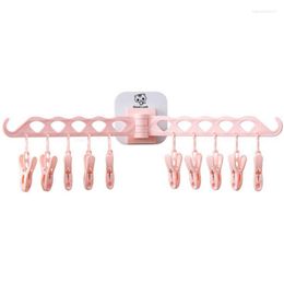 Laundry Bags LIXF Portable Multifunction Bathrooms Hanger Rack Clothespin Hanging Drying For Home Kitchen Travel Storage Pink
